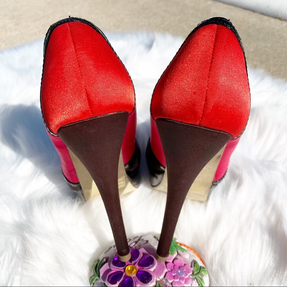 Mascotte Color Block Satin Platform Heels Size 6 - Picture 6 of 8